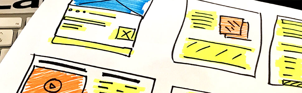 Wireframe sketches of web pages