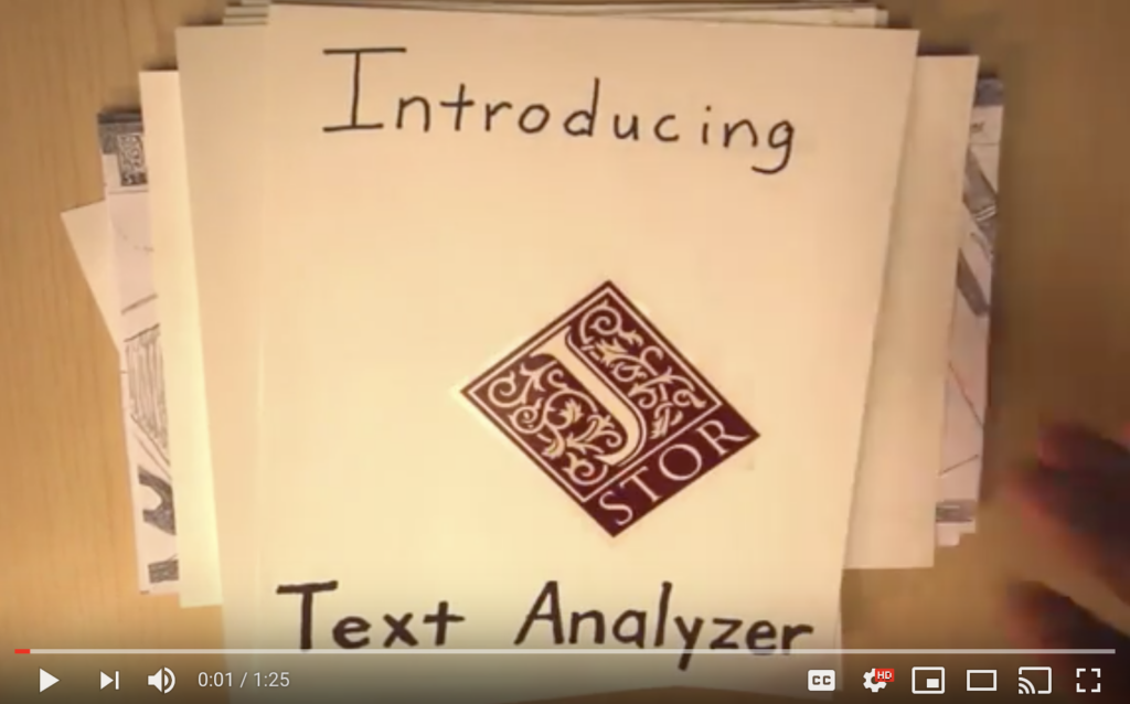 Screenshot of video showing Introducing JSTOR Text Analyzer