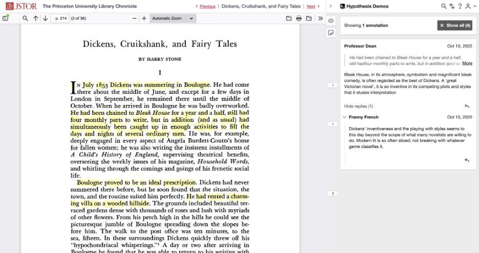 Screenshot of Hypothesis