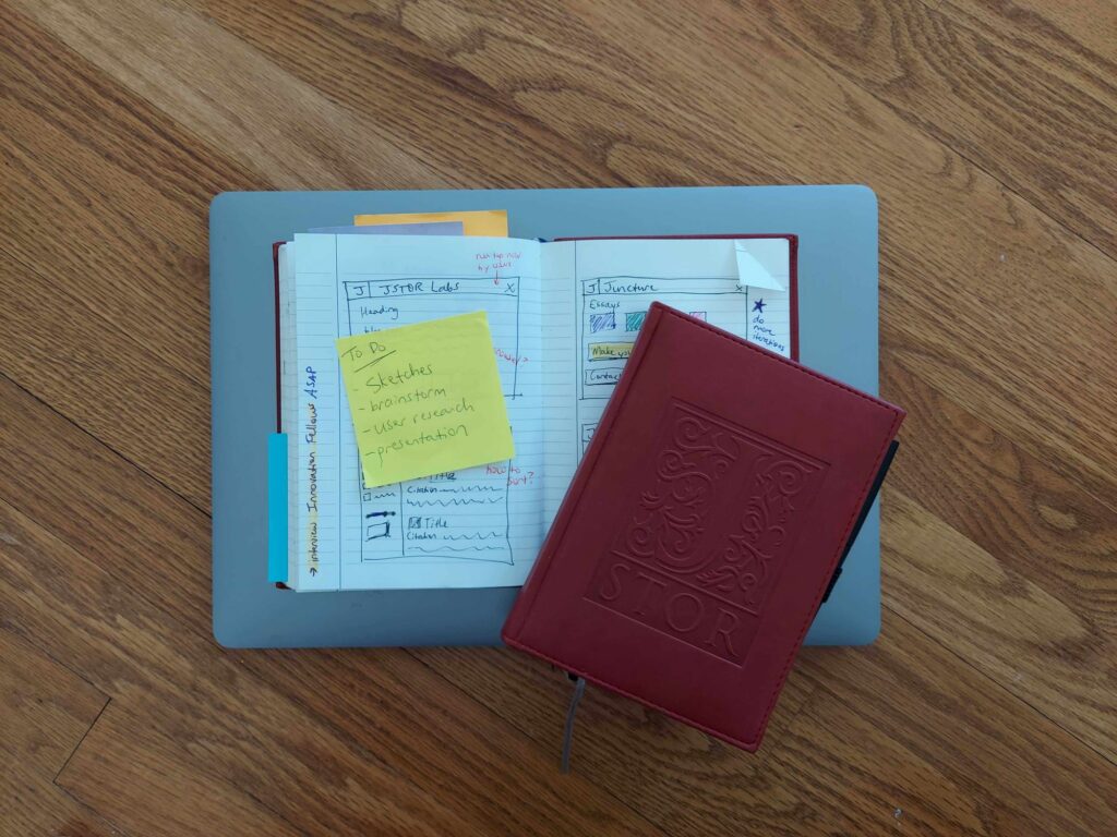 Journal with sticky note